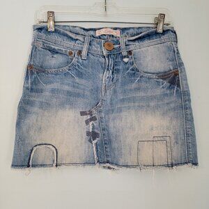 Letter Back Number Skirt Mini Denim Skirt Womens Size S‎ Light Wash Y2K Rock